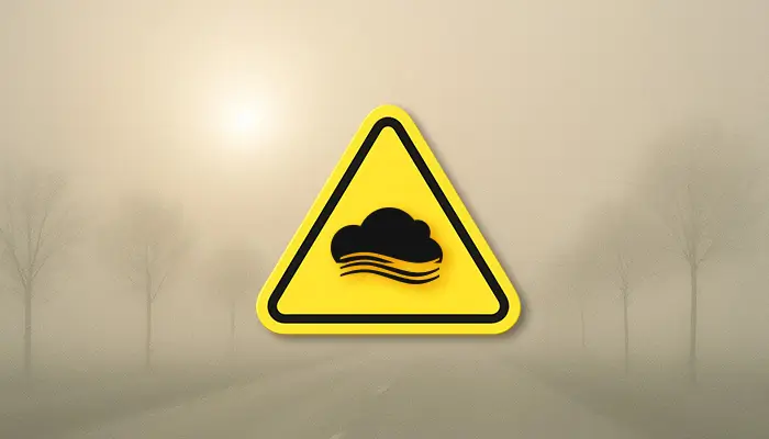 Ilustracja alertu pogodowego: mgła