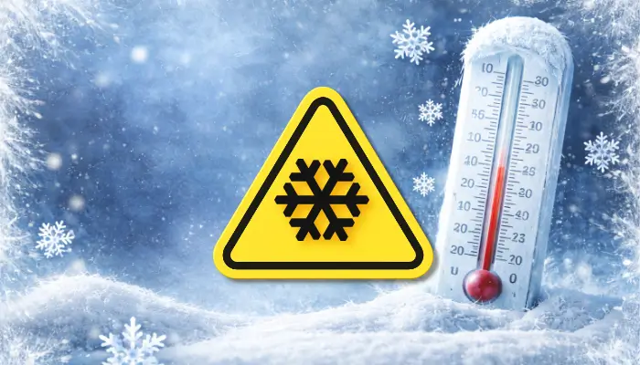 Ilustracja alertu pogodowego: silny mróz