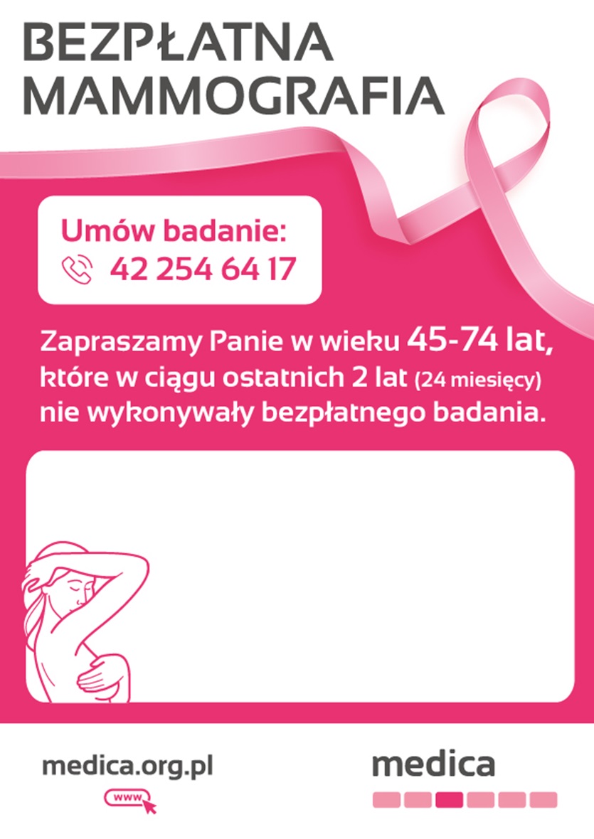 Bezpłatne badania mammograficzne w dniu 17 września 2024 roku w Dzwoli – w godzinach 9-17
